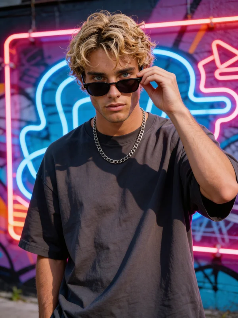 AI-generated male portrait for nightlife event promotion