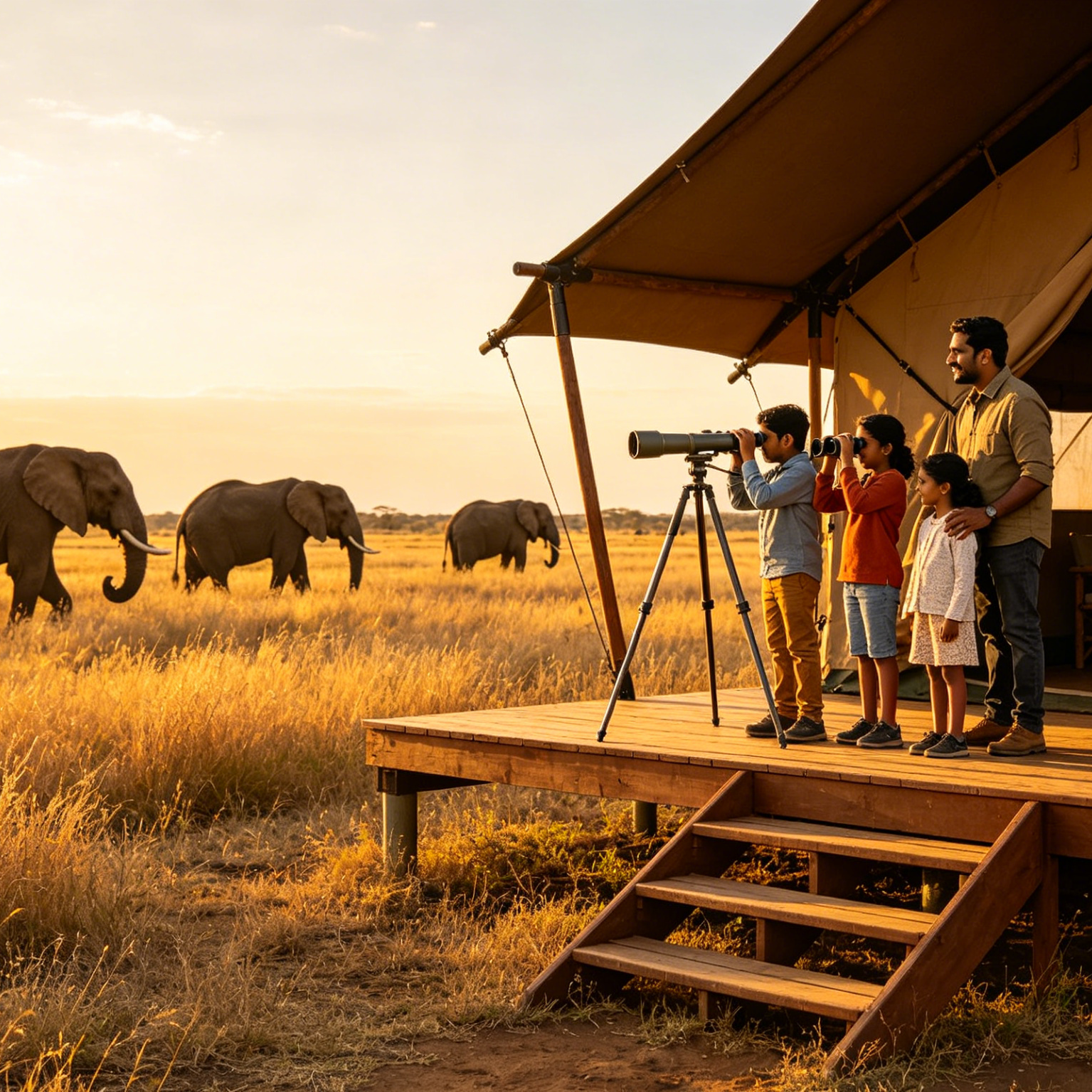 AI Resort Generator style sample: luxury canvas tent overlooking the african