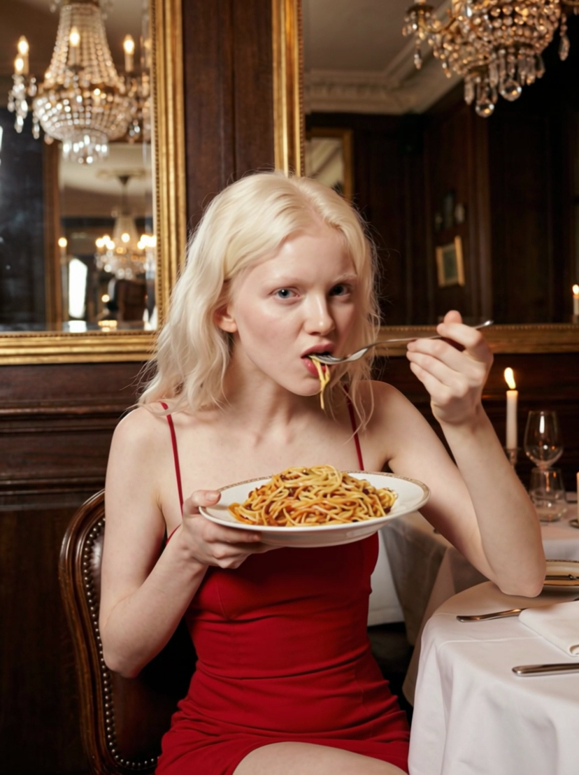 AI Video Generator Eating Pasta style 6: Minimalist Refinement