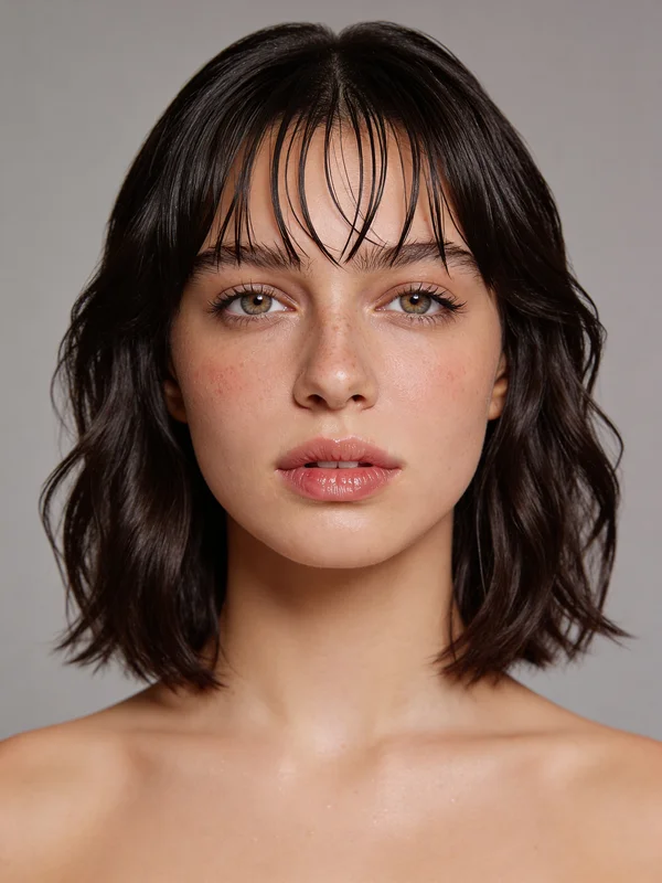 AI-generated image showing a woman visualizing a new hairstyle before committing, with realistic light and texture