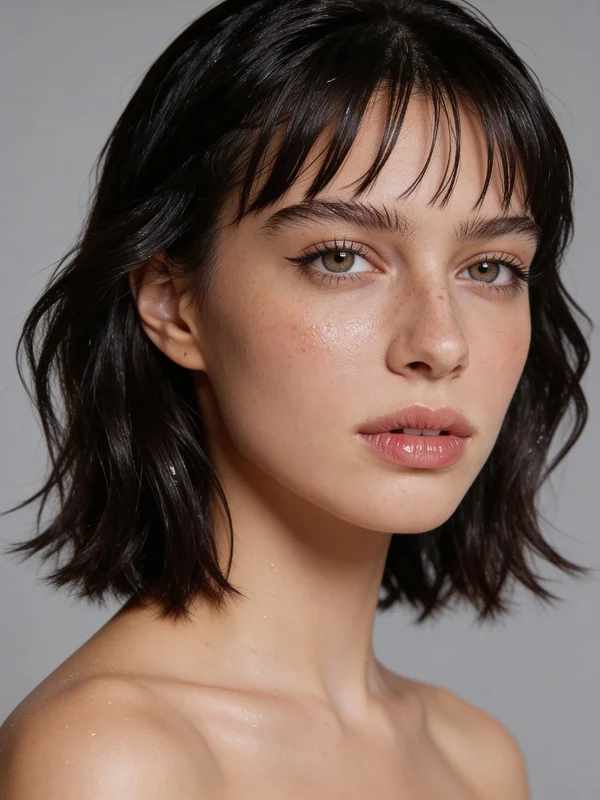 AI-generated image demonstrating a compelling hair transformation for social media content, showing a dramatic style change
