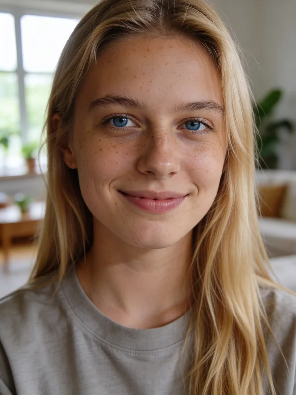 AI-generated extreme close-up fashion portrait showing a woman's face with professional editorial lighting, sharp skin texture detail, and dramatic eye definition variation 3