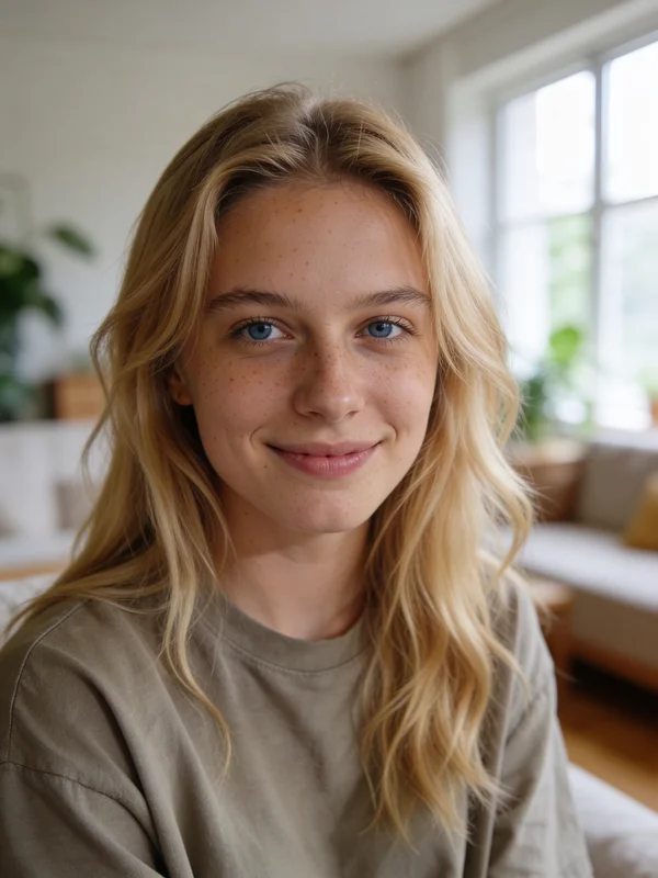 AI-generated extreme close-up fashion portrait showing a woman's face with professional editorial lighting, sharp skin texture detail, and dramatic eye definition variation 4